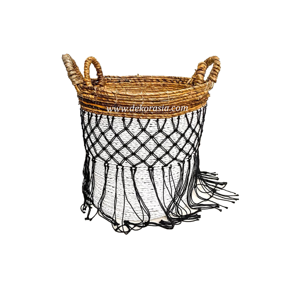 Home Decorative Natural Woven Storage Basket with Handle, Rope Banana Basket for Storage Home Decor